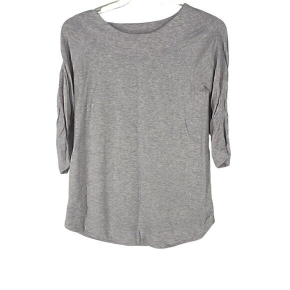 Chicos Zenergy Ruched-Sleeve Tunic Pullover Top Small 4/6 Heather Grey  soft - Picture 1 of 6